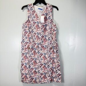 J. McLaughlin Rue Linen Floral Print‎ Split  V-Neck Shift Dress NWT Pockets Med